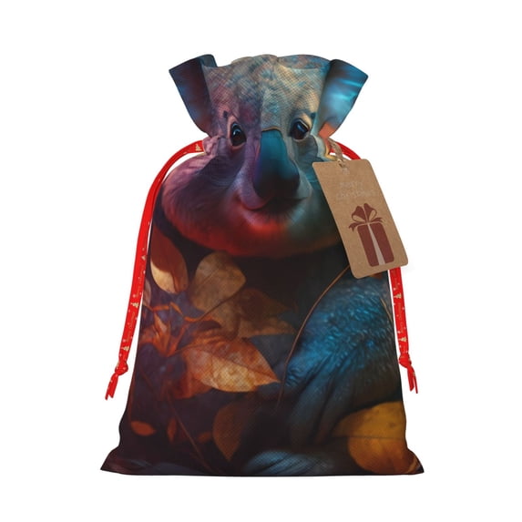 Naloa Forest Koala Drawstring Christmas Bags, 3D Xmas Gift Bags, Christmas Wrapping Bags, Xmas Goodie Bags, Treat Pouch Bags, Party Favor Bags-Medium