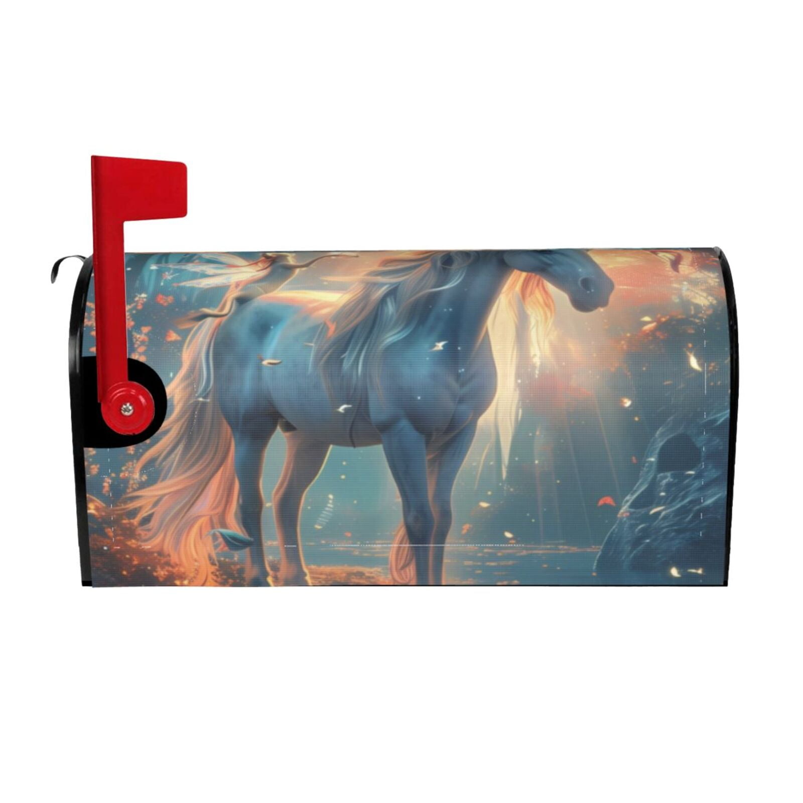 Naloa Forest Lake White Horse Mailbox Covers Post Box Cover