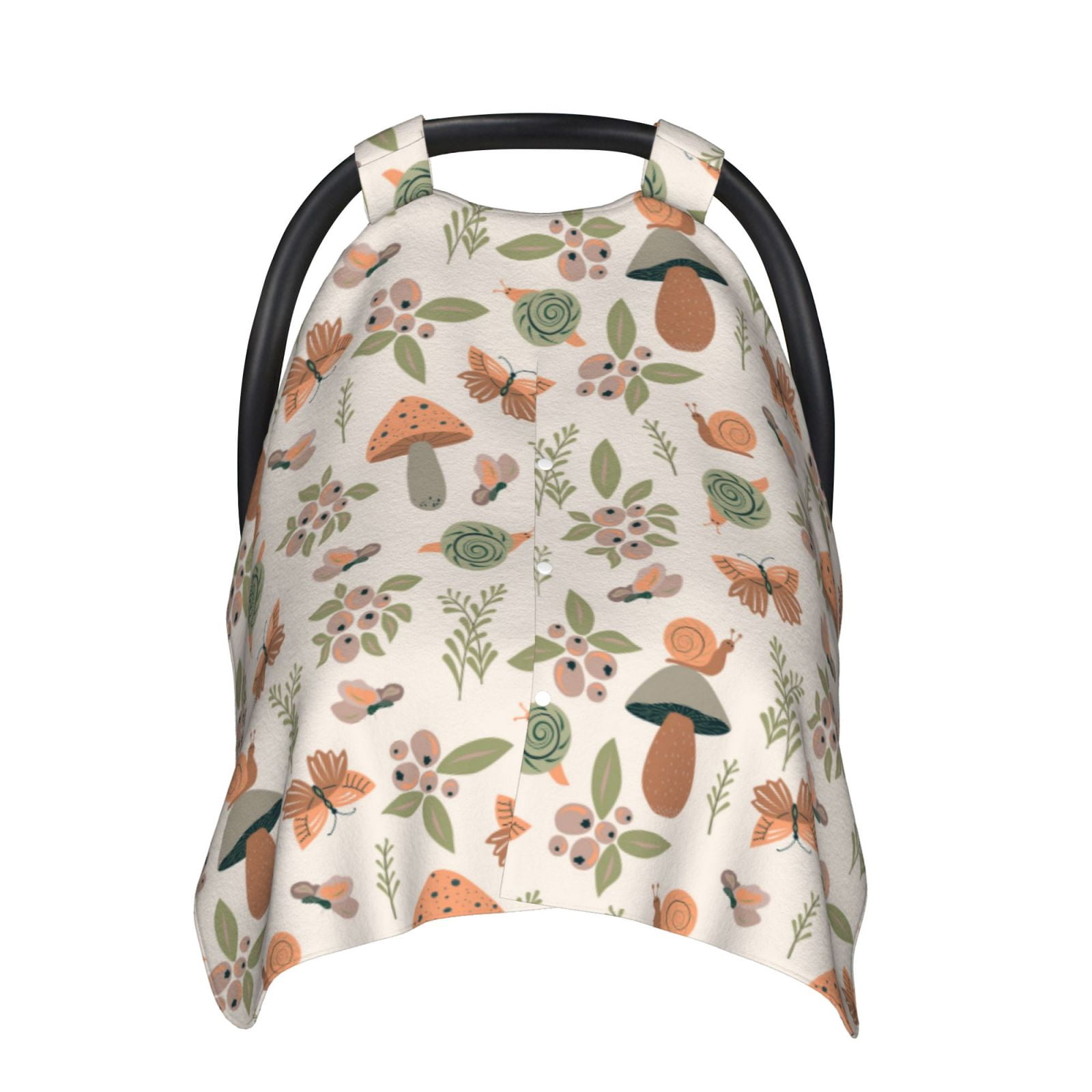 Naloa Forest Mushrooms Insects Baby Car Seat Cover, Breathable Baby Carrier Cover, Multiuse Baby Carrier Cover & Nursing Breastfeeding Cover