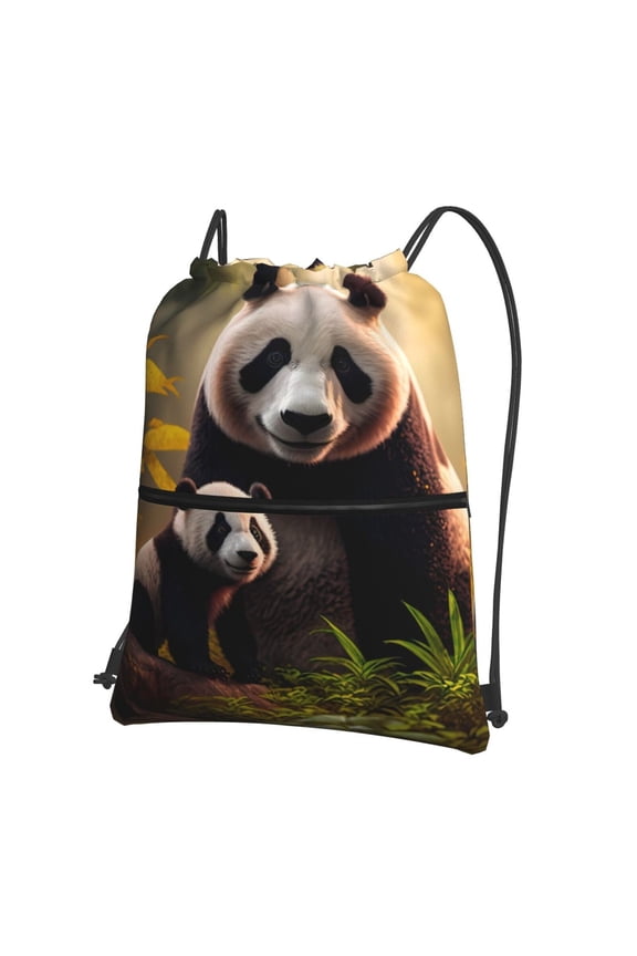 Forest Panda Drawstring Backpack String Bag Cinch Water Resistant for Gym Shopping Sport Yoga