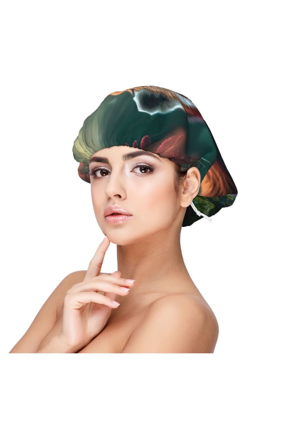Forest Plant Raccoon Adjustable Hair Bonnet for Sleeping, Hair Wrap Sleep Cap Turban for Women Men, Curly Straight Hair Long Large Braid Unisex