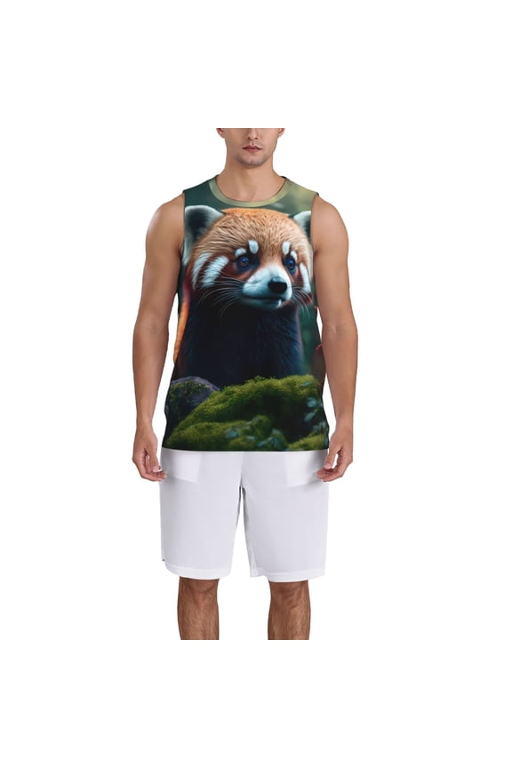 Forest Plant Raccoon Basketball Jersey Reversible Men's Mesh Athletic Sports Shirts Training Practice S-4XLMedium