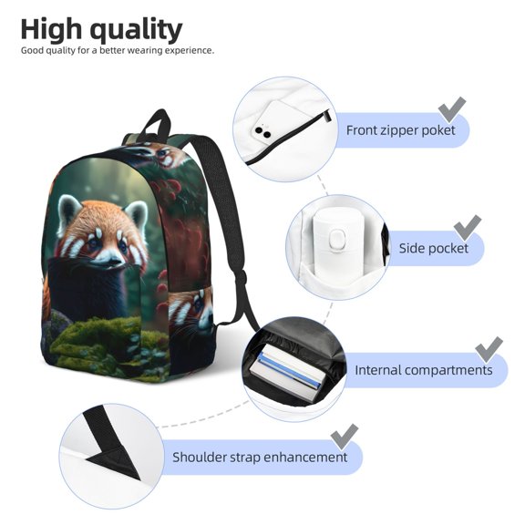 Naloa Forest Plant Raccoon Print Durable Canvas College Rucksack,Laptop Excursion Backpack,Travel Notebook School Backpack,Bookbag For Men Women