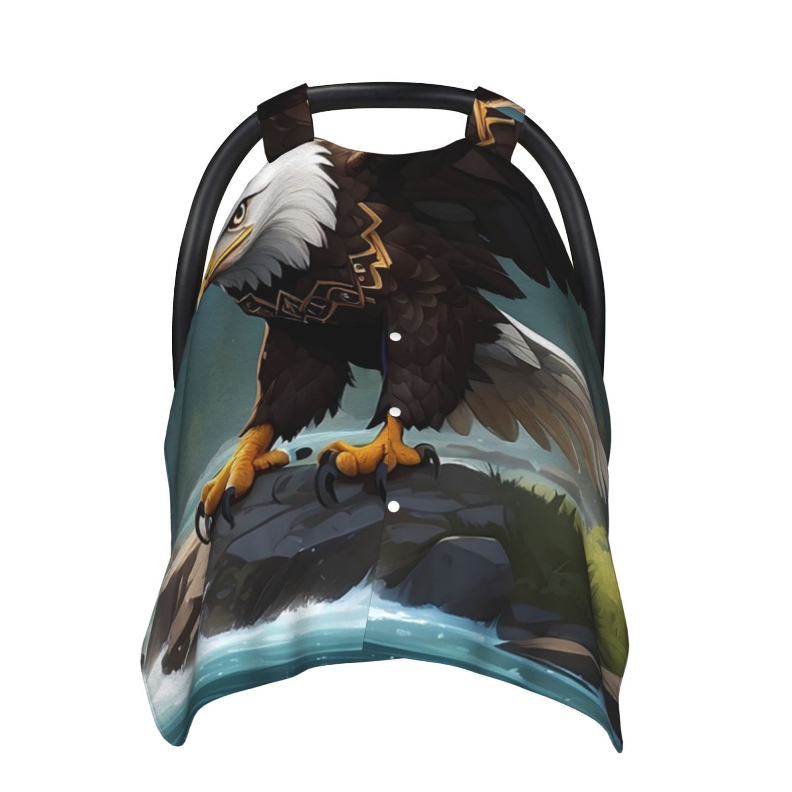Naloa Forest River Bald Eagle Baby Car Seat Cover, Breathable Baby Carrier Cover, Multiuse Baby Carrier Cover & Nursing Breastfeeding Cover