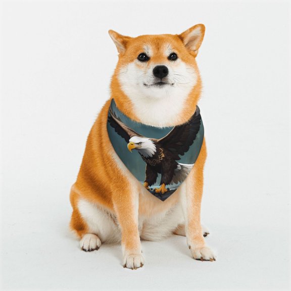 Naloa Forest River Bald Eagle Dog Bandana Large and Small-Dog Scarf Bib Handkerchief Accessories for Dogs and Cats(S-L)-Medium