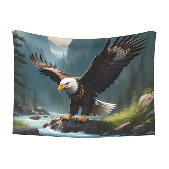 Naloa Forest River Bald Eagle Dog Blanket, 3 Sizes Cat Blanket for Indoor Cats Large Medium Small Dog Gifts-Medium