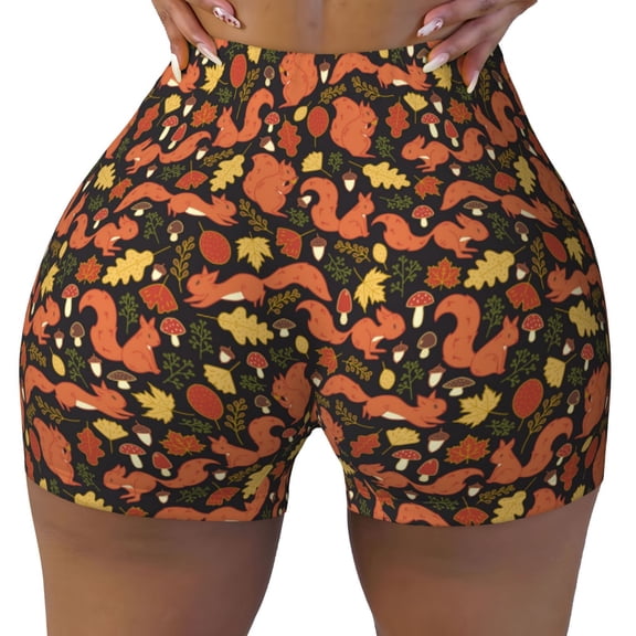 Naloa Forest Squirrel Biker Shorts for Women Seamless Scrunch Short Women’s Yoga Shorts for Gym Running Sport Shorts - XX-Large
