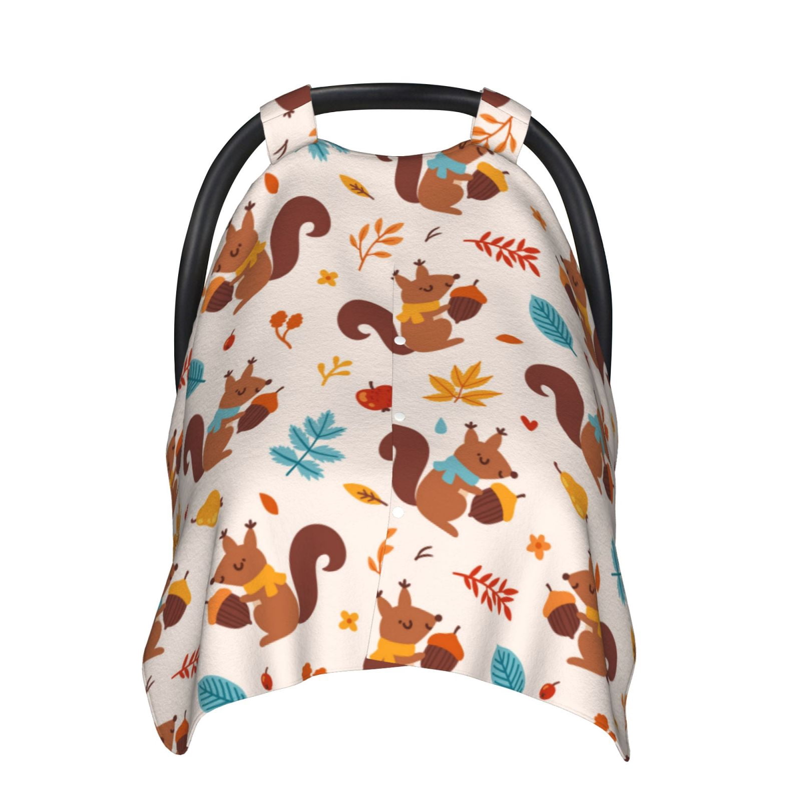 Naloa Forest Squirrel Nuts Baby Car Seat Cover, Breathable Baby Carrier Cover, Multiuse Baby Carrier Cover & Nursing Breastfeeding Cover