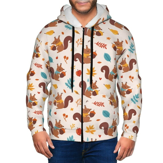 Naloa Forest Squirrel Nuts Men’s Hoodies, Zip up Hoodie, Sweatshirts,Hoodies for Men Sizes S-3XL-Small