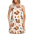 thumbnail image 1 of Naloa Forest Squirrel Nuts Print Women's Summer Spring Casual Beach Sundress,Vacation Sleeveless Tank Crewneck Loose Dresses, 1 of 7