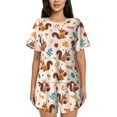 thumbnail image 1 of Naloa Forest Squirrel Nuts Women's Short-Sleeved Pajama Set, Loungewear, Summer pajamas, Breathable Cozy - Large, 1 of 9