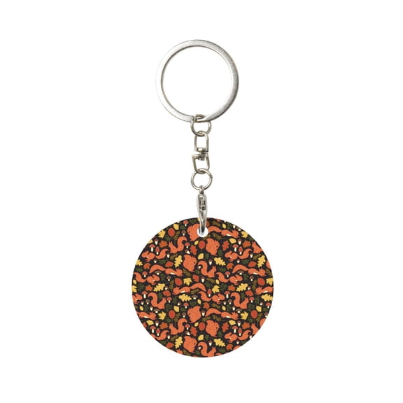 Naloa Forest Squirrel Print Round Keychain Keychain Key Ring, Key Tag, Key Chain Bulk for Gift Accessories (Round)