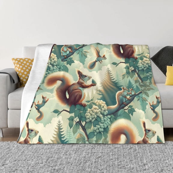 Naloa Forest squirrel surreal Flannel Fleece Throw Blanket for Bed Couch, Thick Blanket - All Seasons Suitable for Women, Men and Kids-40"x30"