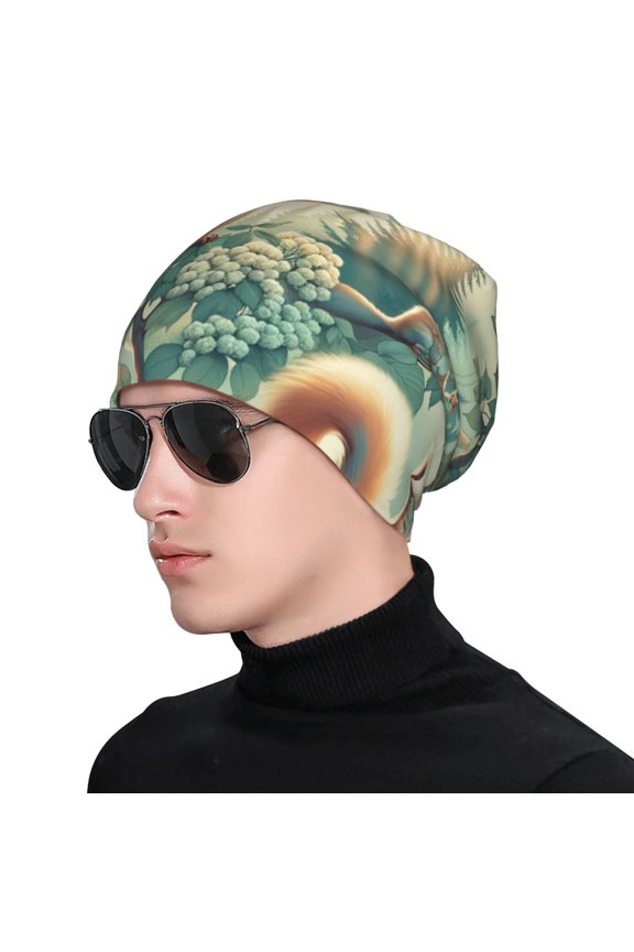 Forest squirrel surreal Soft Beanie Hat, Knit Beanie Daily Beanie in Fine Knit for Women Men Winter Travel, Outdoor
