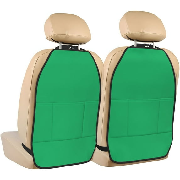 Naloa Forestgreen 2Pcs Anti-Kick Back Seat Cover Kick Mat, Car Seat Protector with 3 Storage Pockets
