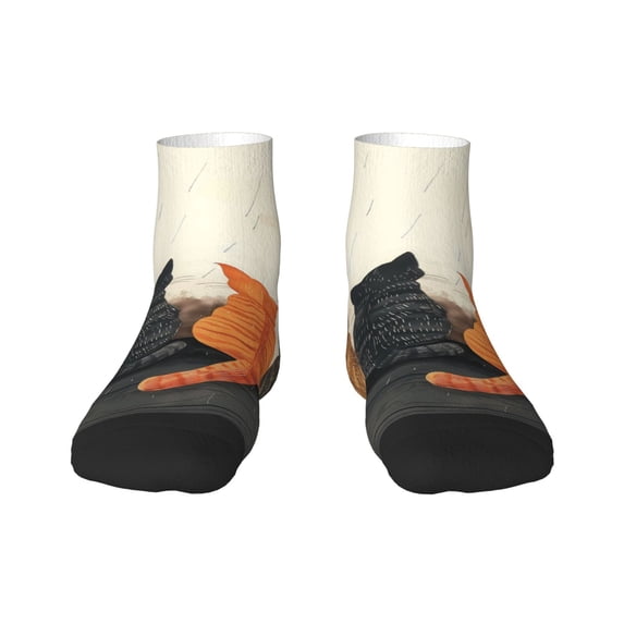 Naloa Four Cats Watching Rain Ankle Socks for Women Non Slip Socks No Show Socks Classic Low Cut Casual Socks Casual Socks