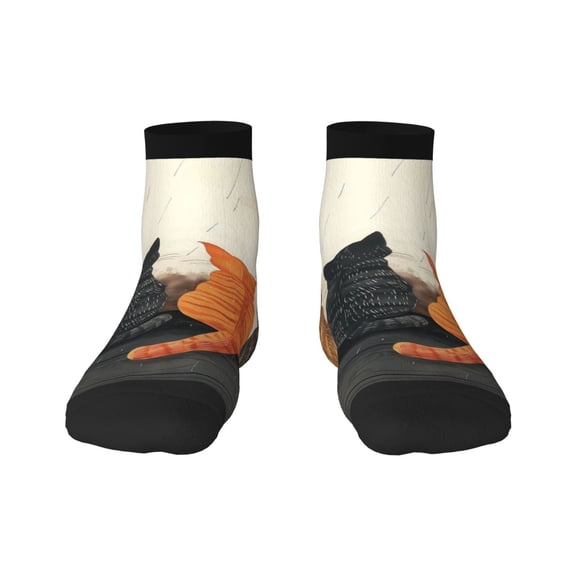 Naloa Four Cats Watching Rain Ankle Socks for Women Non Slip Socks No Show Socks Classic Low Cut Casual Socks Casual Socks