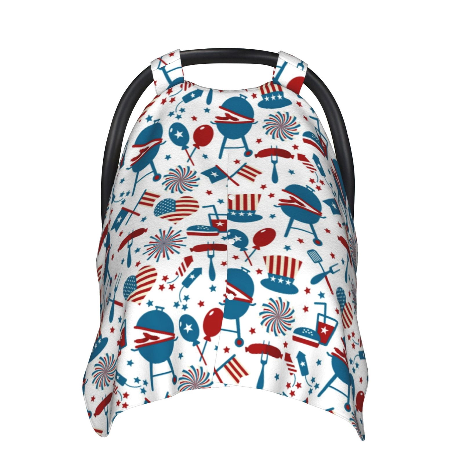 Naloa Fourth Of July Party Baby Car Seat Cover, Breathable Baby Carrier Cover, Multiuse Baby Carrier Cover & Nursing Breastfeeding Cover