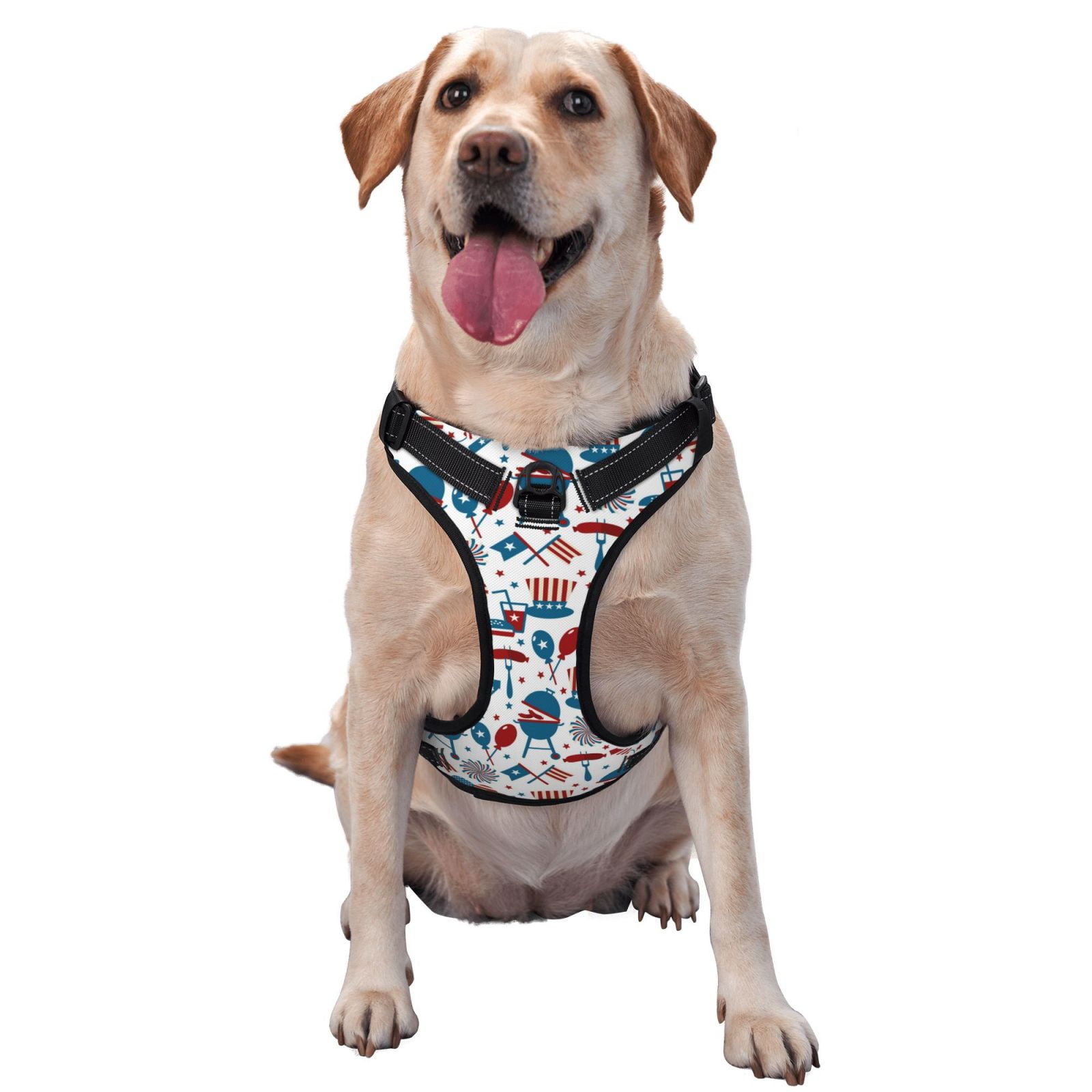 Naloa Fourth Of July Party Pet Harness Vest with Traction Rope, Adjustable No-Choke Dog Vest for Outdoor, Walking - Small
