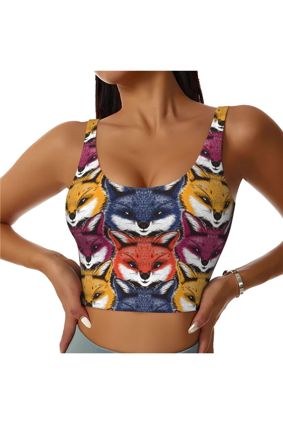 Fox Face Sports Bras for Women, High Support Bra with Removable Pads, Comfortable - X-Large