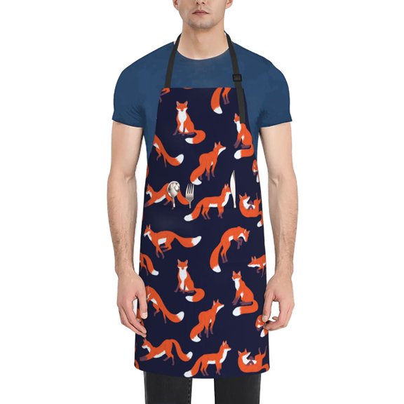 Naloa Foxes In Different Poses Apron Kitchen Aprons with Pockets for Women Men Chef