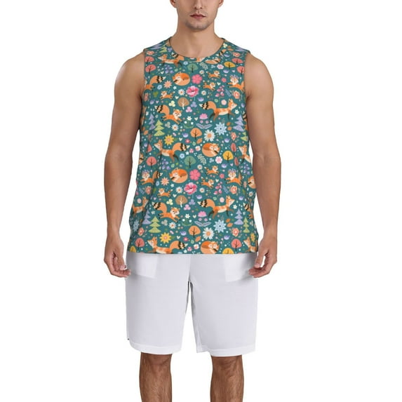 Naloa Foxes and Birds in Forest Basketball Jersey Reversible Men's Mesh Athletic Sports Shirts Training Practice S-4XLSmall