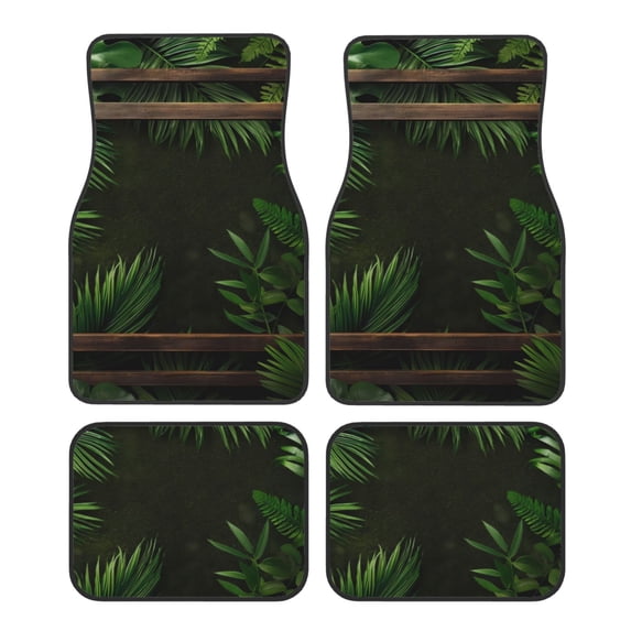 Naloa Framed Greenery Wall Art Car Foot Mat Set of 4 Pieces - Universal Floor Liner Neoprene Full Set Floor Mats for Cars Trucks SUV