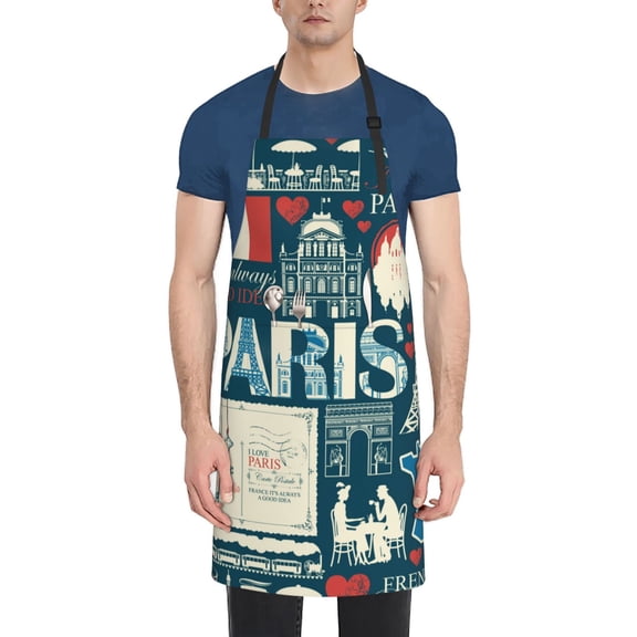 Naloa France and Paris Apron Kitchen Aprons with Pockets for Women Men Chef