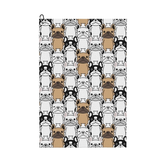 Naloa French Bulldog 2 Golf Towel Golf Gift for Men and Women Golf Towel with Carabiner Clip to Quickly Remove Mud, Dirt and Sweat