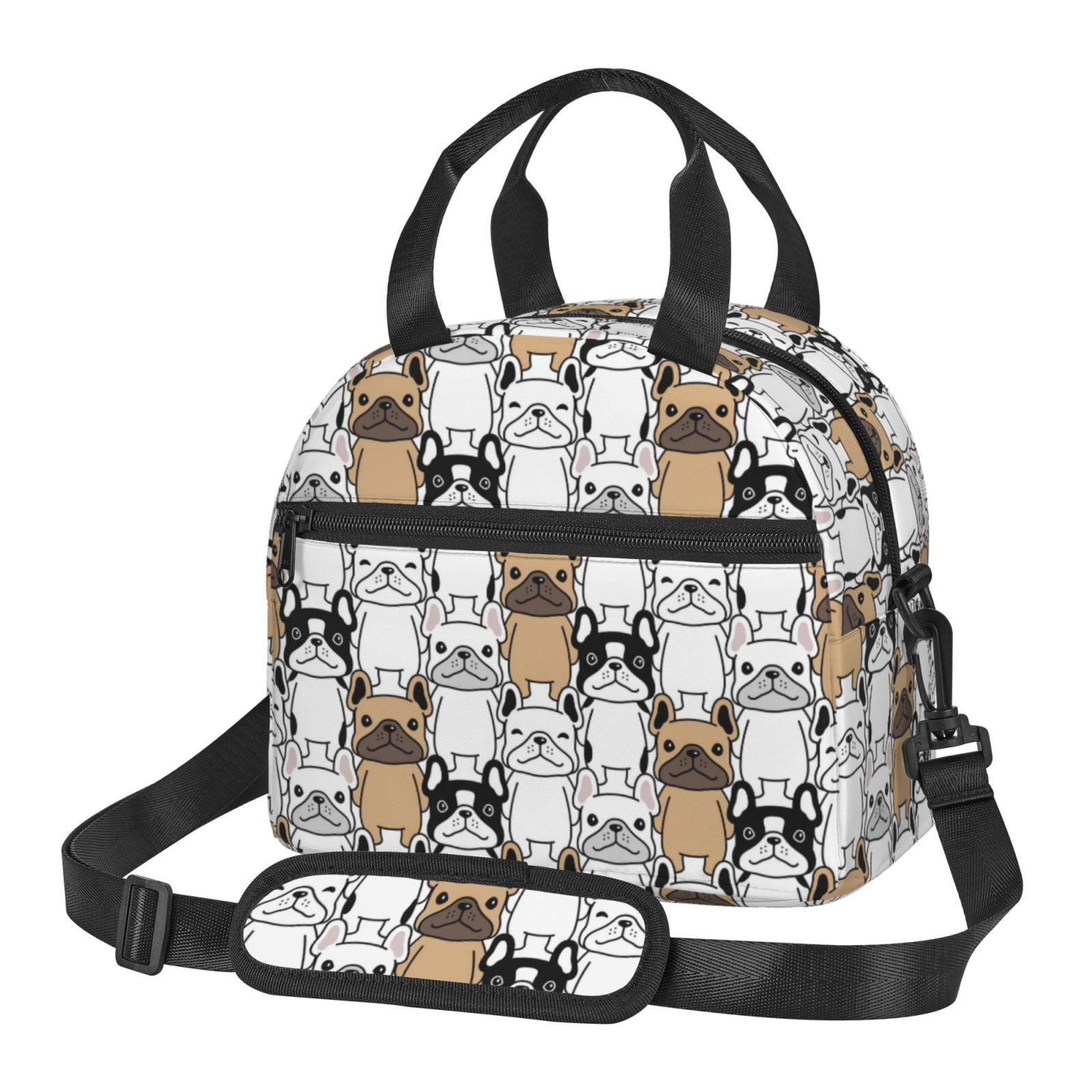 Naloa French Bulldog 2 Print Lunch Bag for Women & Men Insulated Lunch Box or Cooler Lunch Tote Bags for Work, Travel, Outdoor