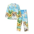 thumbnail image 1 of Naloa French Bulldog Sunflowers Bubbles Men’s Pajamas Set - Long Sleeve Button Down Sleep Shirt and Pajama Bottoms Sleepwear Set-XX-Large, 1 of 7