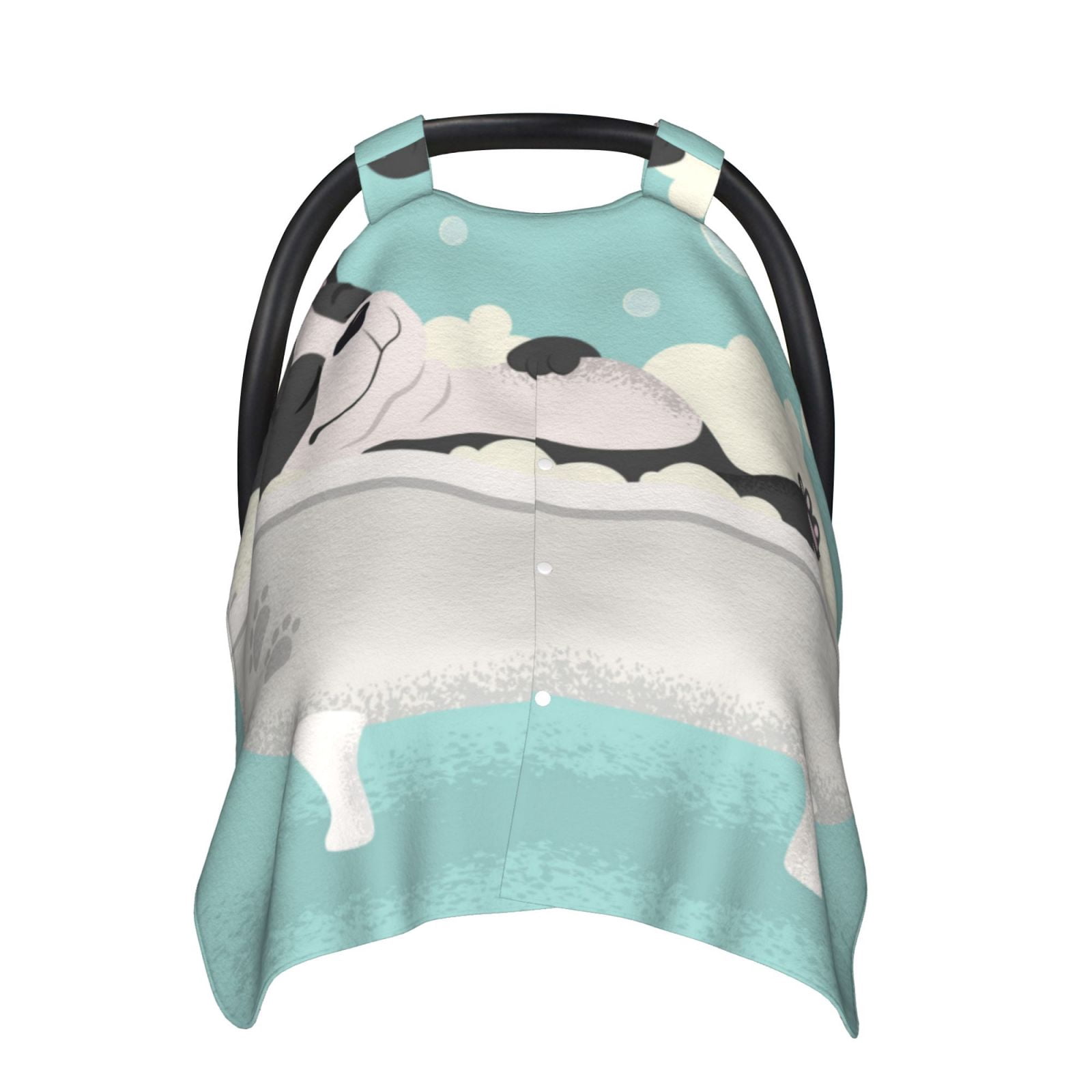 Naloa French Bulldog Taking a Bath Baby Car Seat Cover, Breathable Baby Carrier Cover, Multiuse Baby Carrier Cover & Nursing Breastfeeding Cover