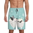 thumbnail image 1 of Naloa French Bulldog Taking a Bath Men's Short Pajama Pants, Lounge Comfort Shorts with Elasticized Waistband and Side Pockets - XX-Large, 1 of 9