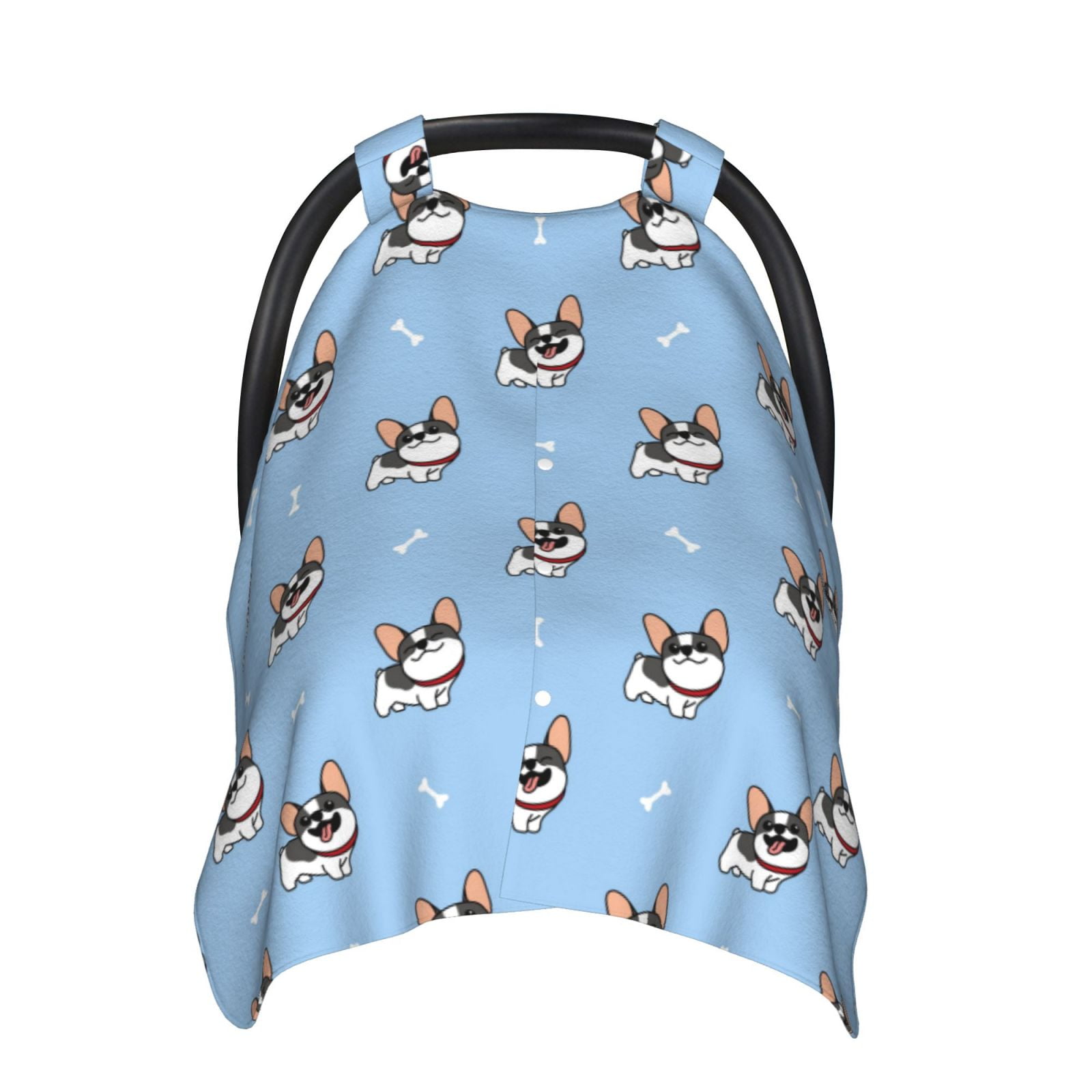 Naloa French Bulldog2 Baby Car Seat Cover, Breathable Baby Carrier Cover, Multiuse Baby Carrier Cover & Nursing Breastfeeding Cover