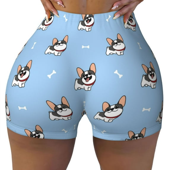 Naloa French Bulldog2 Biker Shorts for Women Seamless Scrunch Short Women’s Yoga Shorts for Gym Running Sport Shorts - X-Large