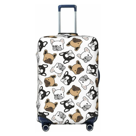 Naloa French Bulldog3 Elastic Suitcase Protector, Travel Suitcase Protector Cover Fits 18-32in Suitcase - Small
