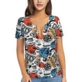 thumbnail image 1 of Naloa French Food Print T-Shirts Short Sleeve V Neck Tees for Women Fashion Tops Trendy Lightweight Soft Casual Summer Outfits Clothes, 1 of 5