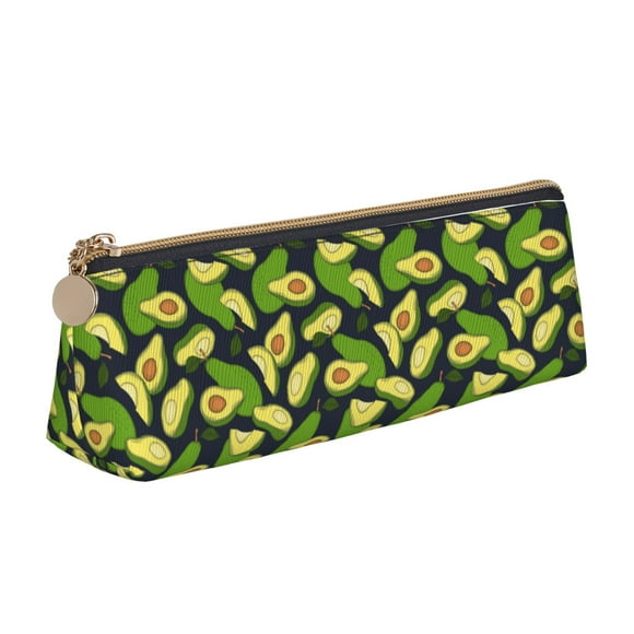 Naloa Fresh Avocado Print Leather Pencil Case - Portable Big Capacity Pencil Pouch Organizer Bag Stationery Bag for Work & Office Pencil Pen Case