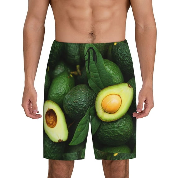 Naloa Fresh Avocados Men's Short Pajama Pants, Lounge Comfort Shorts with Elasticized Waistband and Side Pockets - XX-Large