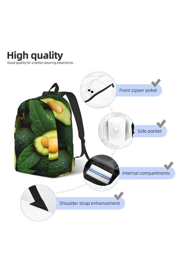 Fresh Avocados Print Durable Canvas College Rucksack,Laptop Excursion Backpack,Travel Notebook School Backpack,Bookbag For Men Women