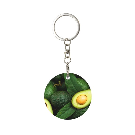 Naloa Fresh Avocados Print Round Keychain Keychain Key Ring, Key Tag, Key Chain Bulk for Gift Accessories (Round)
