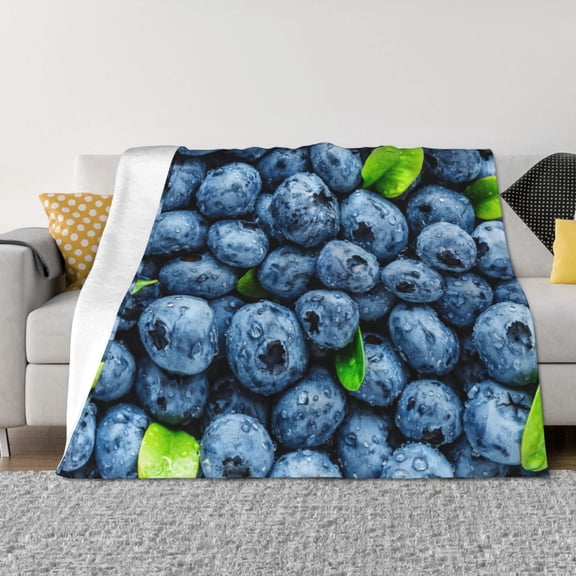 Naloa Fresh Blueberries Flannel Fleece Throw Blanket for Bed Couch, Thick Blanket - All Seasons Suitable for Women, Men and Kids-50"x40"