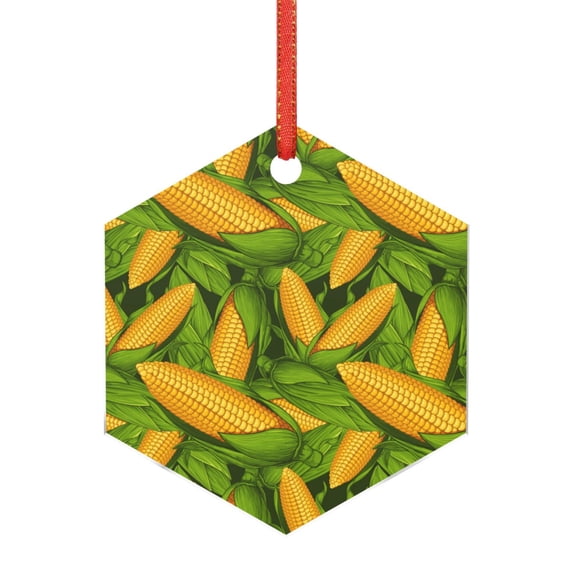 Naloa Fresh Corn 1 Acrylic Santa Tree Decorations Christmas Hanging Pendant for Christmas Winter New Year Party Hanging Decorations-Hexagon