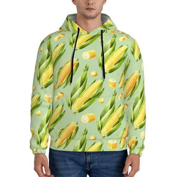 Naloa Fresh Sweet Corn Men's Casual Hooded Collar Drawstring Hoodies Pullover Sweatshirts Casual Long Sleeve Shirts-4X-Large