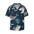 thumbnail image 1 of Naloa Friendly Smiling Sharks Men's Loose Fit Cuban Collar Short-Sleeve Shirt with Button-down and Chest Pocket for Everyday Wear Outings - 3X-Large, 1 of 7