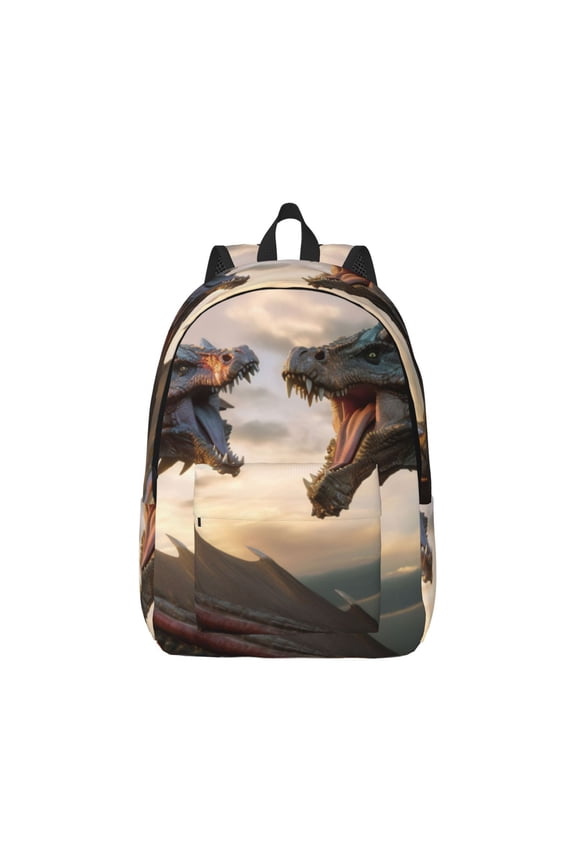 Friendship Dragon Canvas Backpack for Men Women Rucksack Casual Travel Daypack College Tote Satchel Bookbag for Teens-Medium