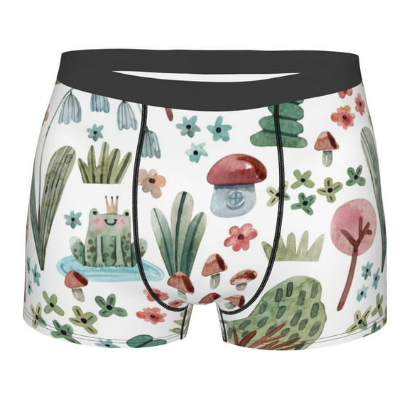 Naloa Frog and Forest Plants Print Mens Underwear - Boxers for Men, Classic Briefs for Men