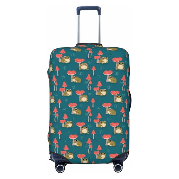 Naloa Frog and Mushrooms Elastic Suitcase Protector, Travel Suitcase Protector Cover Fits 18-32in Suitcase - Large