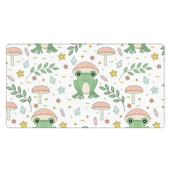Naloa Frog and Mushrooms Gaming Mouse Pad Large Mouse Mat Long Extended Desk Pad Non-Slip Rubber Mice Pads Stitched Edges Thin Pad (16x29.5 Inch)