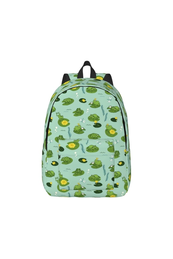 Froggs In The Lake Canvas Backpack for Men Women Rucksack Casual Travel Daypack College Tote Satchel Bookbag for Teens-Medium